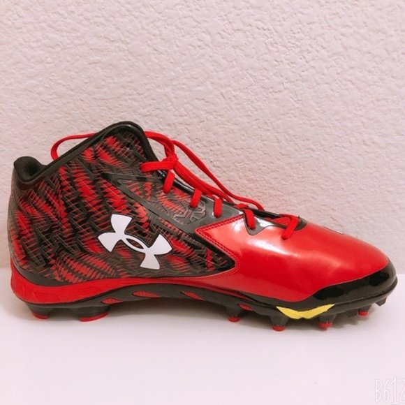 Under Armour Cleats Clutch Fit Spine Red White Men's Size 16 New - Picture 3 of 8